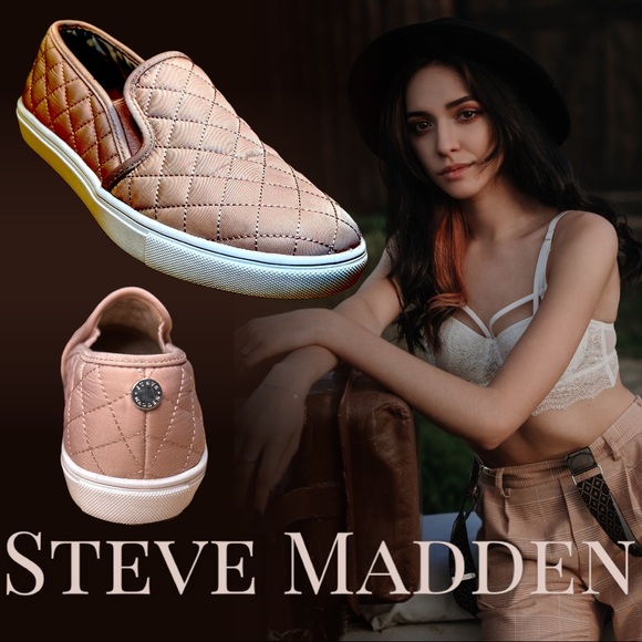 Steve Madden Shoes Steve Madden Ecentrcq Blush Pink Quilted Leather Slip On Sneaker Women